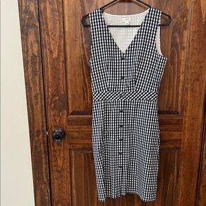LOFT Black and White Checkered Midi Dress